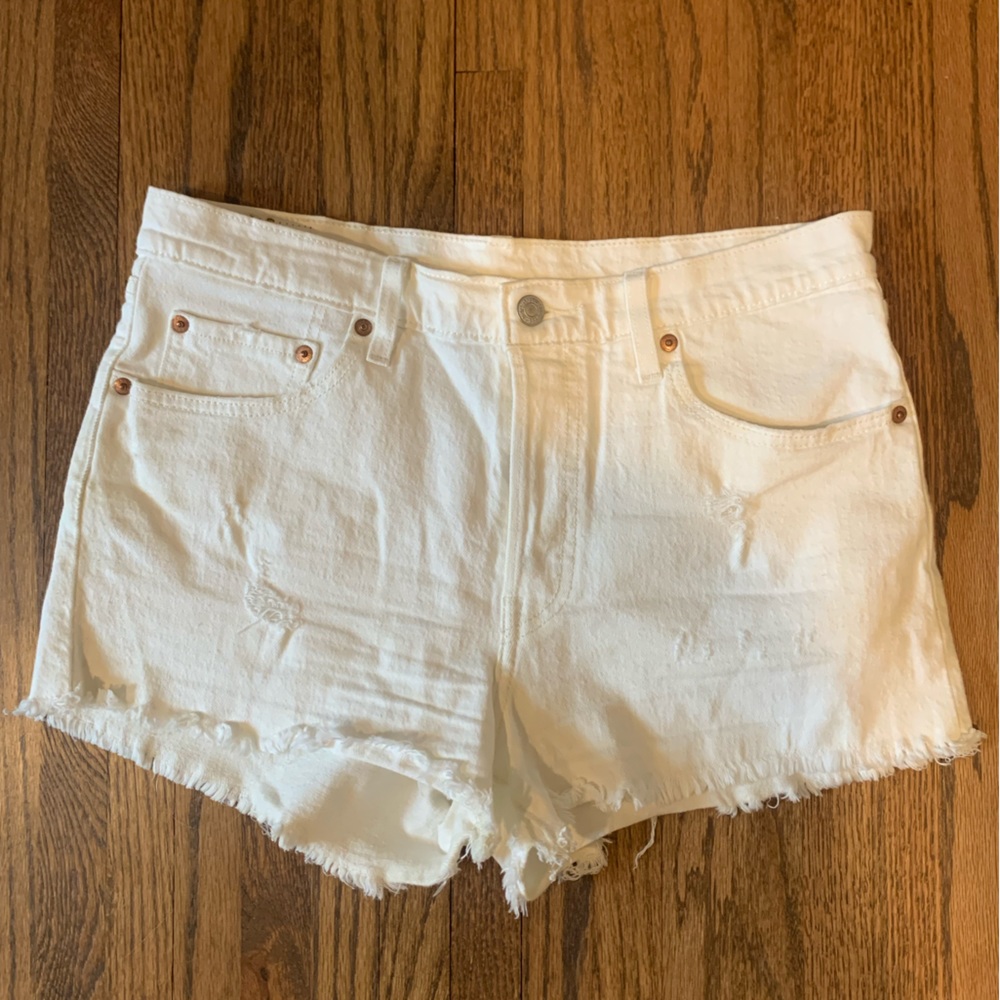 Levi 501 White Denim Shorts